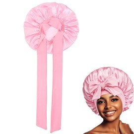 MOLZINY Satin Seiden Schlafmütze Verstellbar Damen Herrn Seidenhaube zum Schlafen Lange Haare Schlafhaube Seide Hair Bonnet Schlafhaube Seide für Verstellbares Breites Band zur Befestigung am Kopf