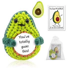 LINXINS Positive Gifts Avocado Knitting Doll, Avocado Gifts Set, Emotional Support Avocado Toy, Mini Knitted Guac Doll with Refrigerator Stickers, Positive Gifts for Kids Adults Birthday Holiday