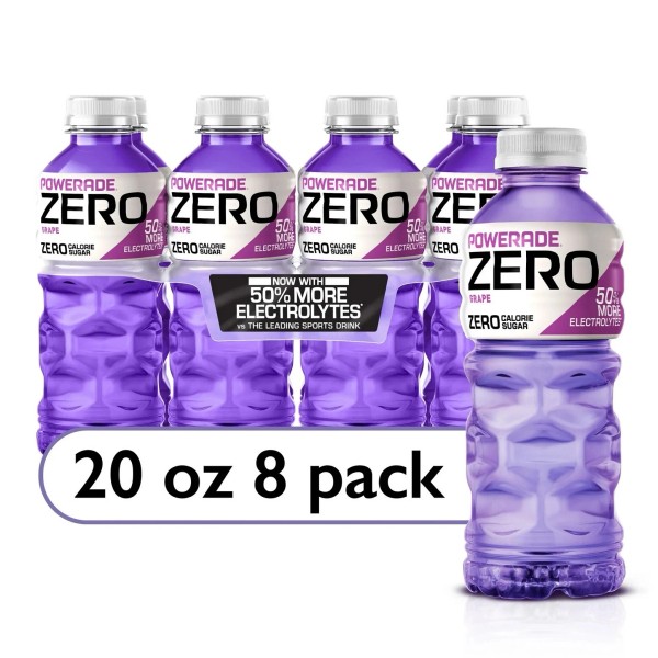 POWERADE ZERO Grape Bottled Electrolyte Sports Drink, 20 fl oz,