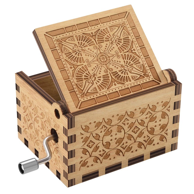Huntmic Queen Wood Music Boxes, Antique Engraved Musical Boxes Case