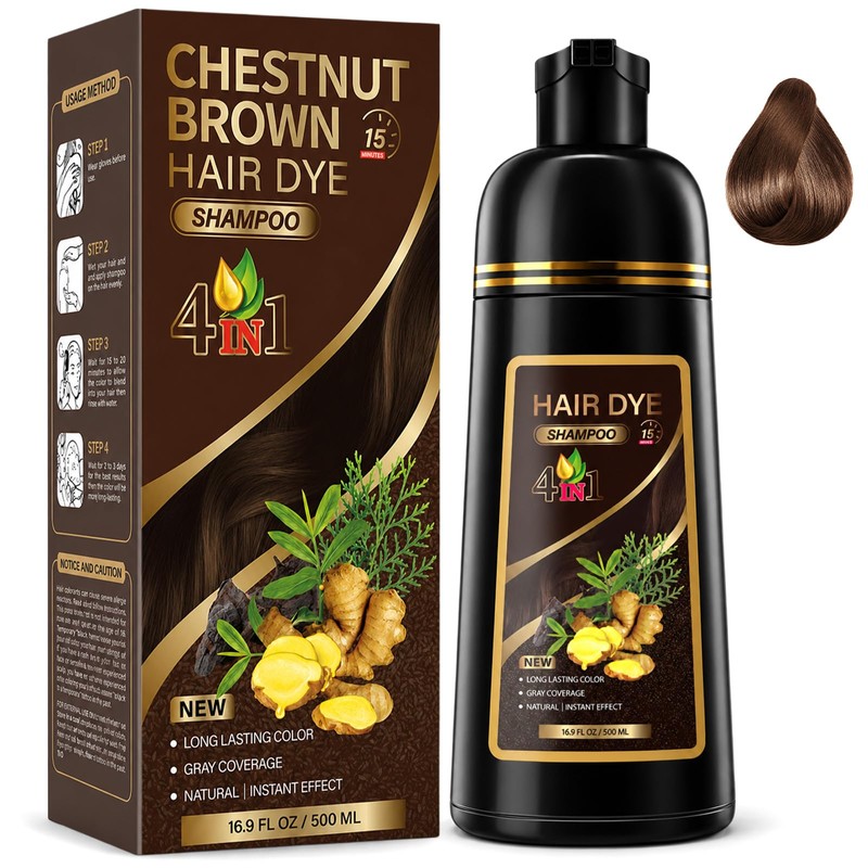 Hair Dye Shampoo 4 en 1 Fórmula Suave Ingredientes Naturales