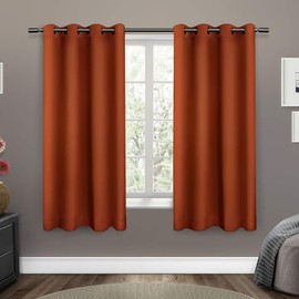 Exclusive Home Curtains Sateen Twill Woven Blackout Grommet Top Curtain Panel Pair, 52x63, Mecca Orange, 2 Count