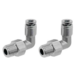 Jienk 2Packs Pneumatic 304 Stainless Steel Male Elbow 5/32" Tube OD x 1/8" NPT Thread Push to Connect Air Fittings,90 Degree Quick Connector for Air Compressor Air Horn Air Bag