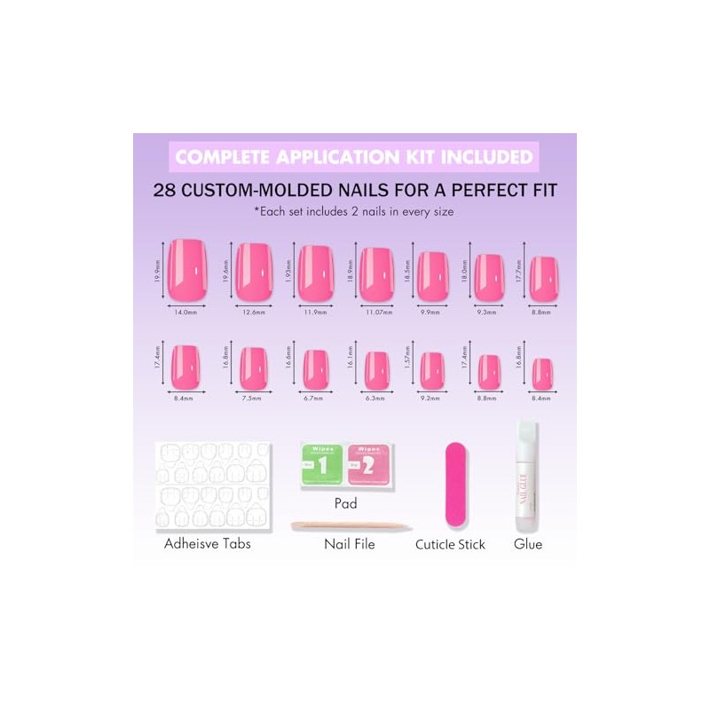 SXVME Uñas postizas acrílicas naturales con pegamento para mujer, uñas