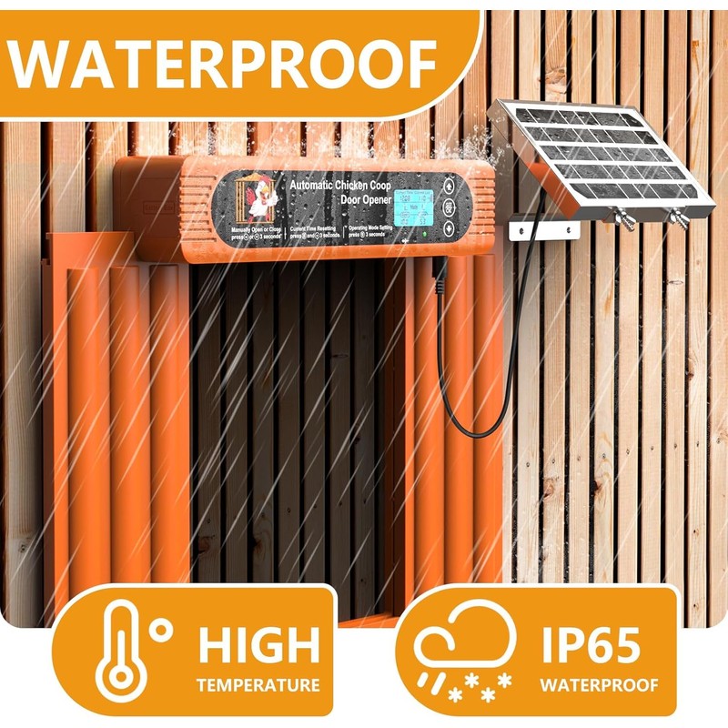 Automatic Chicken Coop Door Solar Powered, Extra Large Size, Anti-Pinch