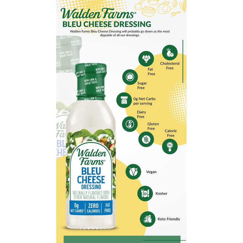 Walden Farms Bleu Cheese Dressing - Calorie-Free, Gluten-Free, Low Carb,