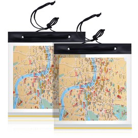 Sumind Waterproof Card Case Transparent Map Cover Camping Cards Bag PVC Hiking Map Holder with Clear Window and Neck Strap for Hiking Camping 31 x 28 cm, as shown in the picture