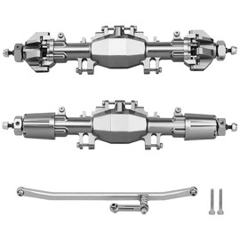 Pothyes CNC Aluminum Alloy Front Rear Axle Set for LOSI Mini LMT 1/18 Digger Monster Truck Brushed RTR LOS01026 Metal Upgrade Parts (Titanium)