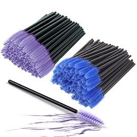 Cepillo de PestañAs, Cepillos de PestañAs Desechables, para Levantamiento y Extensiones de PestañAs con Aplicador CosméTico, 100 Piezas (Azul/Morado)