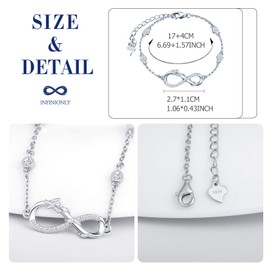 INFINIONLY Women's Girls Necklace Pendant, Earring and Bracelets, 925 Sterling Silver Jewellery Sets, Dragon Jewellery Set, Silver, Inlaid Zircon, Animal Infinity Symbol Jewellery Set, Sterling