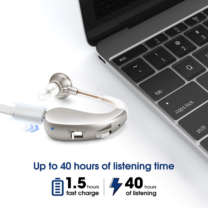 Britzgo Hearing Aids,Noise Cancelling by Digital Chip,Rechargeable Sound Amplifier,40 Hour