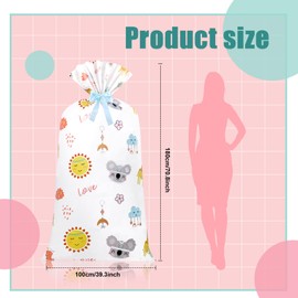 Teling 2 Pcs 70"x 40" Large Jumbo Gift Bag for Giant Gifts, Extra Big Plastic Present Bag for Huge Gifts Wrapping Bags with 2 Rolls Ribbons for Baby Shower Birthday Christmas Party (Boho Style)