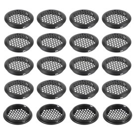 PATIKIL 60 mm Circular Soffit Vent, 20 Pcs Stainless Steel Round Mesh Hole Air Vent Dual Panel Round Mesh Hole Louver for Kitchen Wardrobes Shoe Sundry Cabinets Bathroom, Black