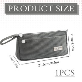 DIPZO Large Aesthetic Pencil Case, Corduroy Pen Case with Compartments, Cute Washable Pencil Bag for Girls and Boys, School Stationery Organizer for Students Office Use