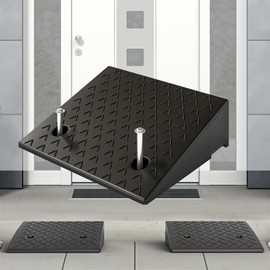 Nisorpa Rubber Curb Ramp, 40000 lbs Weight Heavy Duty Threshold Ramps for Shed Garage Door Steps or Driveway Curbside (5.5" Curb Ramp)