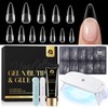 Stiletto Nail Tips and Glue Gel Kit, 120Pcs Pre-etched Pointed