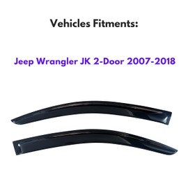 KPY Window Visors Compatible with Jeep Wrangler JK 2-Door 2007-2018, 2PC Rain Guard Side Vent Deflectors Tape-On Style, 2007 2008 2009 2010 2011 2012 2013 2014 2015 2016 2017 2018