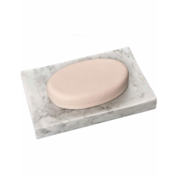 EXCHUES Natural Marble Soap Dish for Shower Silicone Non-Slip Feet,