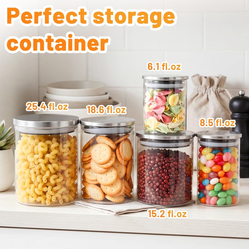 Kimqi 8.5oz Glass Jars Set of 4, 250ml Small Round