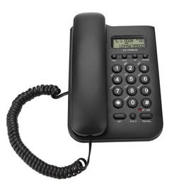 CCYLEZ Landline Telephone, Corded Base Telephone, Wired Desk Telephone, Phone with Large Buttons, with Redial Function and Display, for Office, Home and Hotel (Black)