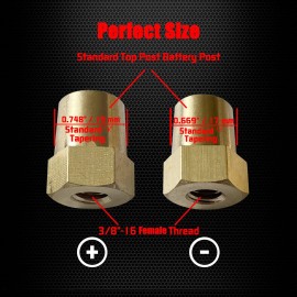 Ampper 3/8-16 Thread Female Brass Battery Terminal Post Adapter Battery