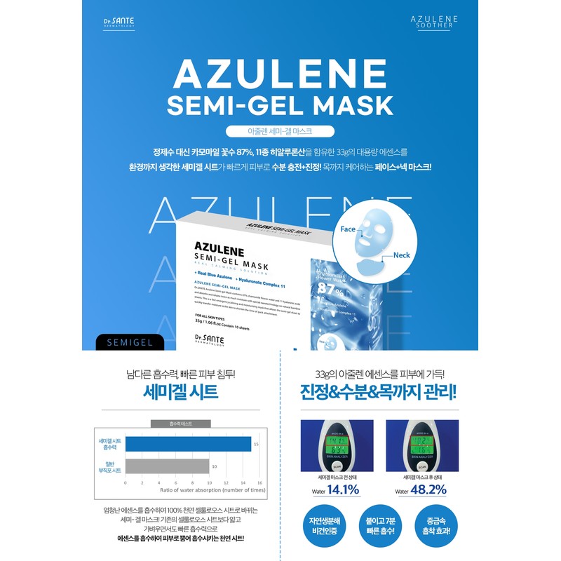 Santé Azulene Semi-Gel Mask 2 Boxes / 상떼 아줄렌 세미겔