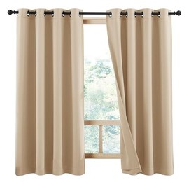 NICETOWN Living Room Completely Shaded Draperies, Privacy Protection & Noise Reducing Lined Insulated Window Treatment Curtain Panels for Bedroom (Set of 2 Pcs, W52 x L45, Biscotti Beige)