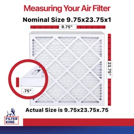 Filter King Air Filters 9.75x23.75x1 | 12-PACK | MERV 11 HVAC Pleated AC Furnace Filters | Actual Size 9.75 x 23.75 x .75"
