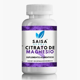 Citrato de Magnesio 500 mg  120 Cpsulas  100 Puro  Alta Absorcin y Biodisponibilidad  Saisa Herbal  Apoyo Muscular, Energa y Sueo Natural             