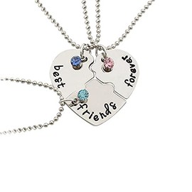 Friendship Necklace for 3 Best Friends Matching Necklaces for BFF Puzzle Piece Necklace for Best Friend Forever and Ever Necklace for BFFs Besties Birthday Christmas Presents