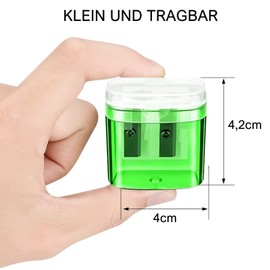 Catelves 8 Pieces 4 Colours Pencil Sharpener with Container, Sharpener with Tin, Small Sharpener with Container, Children's Sharpener, Double Hole Pencil Sharpener and Manual Pencil Sharpener,