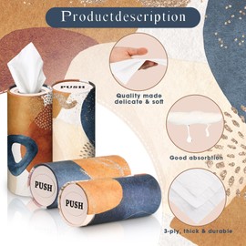 Outus 12 Pcs Car Tissues Cylinder Holder with 3 Ply Facial Tissue Bulk Boho Round Car Tissue Holder Travel Tissues Boxes for Car Cup Wedding Birthday Party Car Tissues Box Container