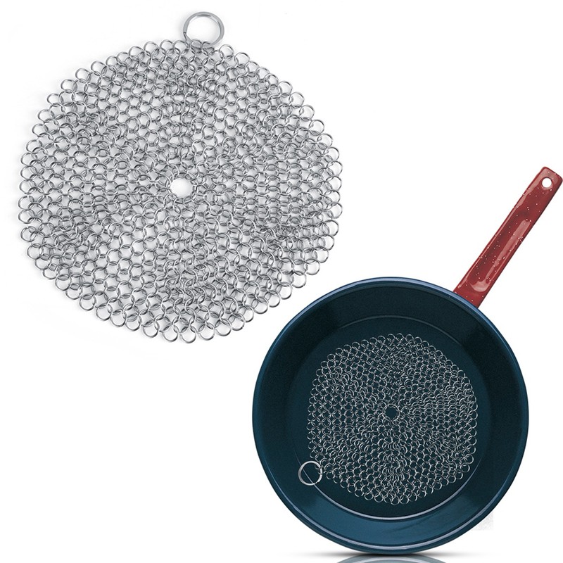 Stainless Steel Chainmail Scrubber Rust Proof Scraper Cleaner for Cast
