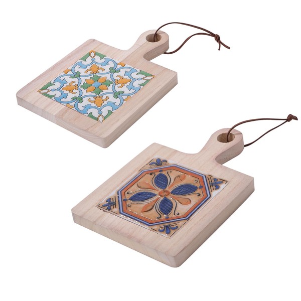 Pure Seek Wooden Trivet, Retro Tile, Square, Insulated, Compact, Easy