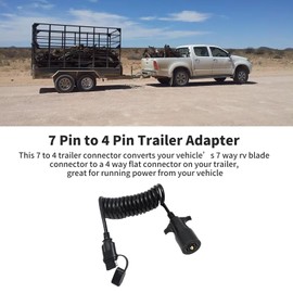 Anxingo 8ft 7 Way Blade to 4 Way Flat Trailer Adapter Coiled Wiring Harness Male 18AWG