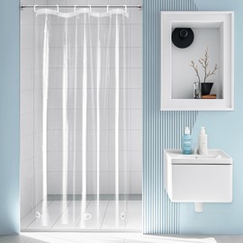 EurCross Tall Stall Size Clear Shower Curtain Liner 36x78, Waterproof See-Through PEVA Shower Curtain with 3 Magnets,36inch Width by 78inch Height,6 Metal Holes and Hooks