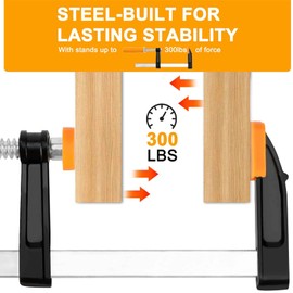 WiseLifeTech 4-Pack Heavy-Duty Bar Clamps 6'' + 12'' - 600 lbs Capacity, Quick-Release & Quick Fist Mount Clamps, Non-Marring Jaws for DIY & Workshops