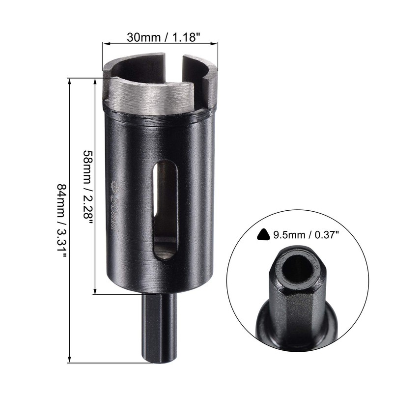 sourcing map 30mm Diamond Core Drill Bits Dry or Wet