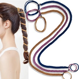 Elastic Spiral Braided Hair Ties for Women and Girls –3 Pack 18”Pony Tails Wrap Hair Tie for Longhair, No-Tangle, Damage-Free Ponytail Holders for Gym, Swimming, Diving, Wind and Water Sports