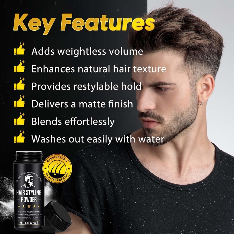 Texture Powder, Hair Styling Powder for Men, Non-Greasy Finish 1.05oz