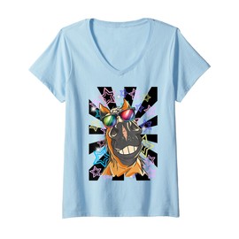 Womens Retro Horse Girls 60s Children Woman Man 80s V-Neck T-Shirt