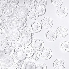 40 Pairs Plastic Press Stud Fastener Buttons Transparent Buttons Invisible Sewing Press Studs Plastic Clear Buttons for DIY Handwek Sewing Clothes (15 mm / 0.59 Inches)