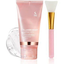 Collagen Night Wrapping Peel-Off Mask – Overnight Face Mask with Deep Hydration, Firming & Glow – Reduces Wrinkles & Sagging for Radiant, Youthful Skin – Includes 75ml Jar & Mask Applicator