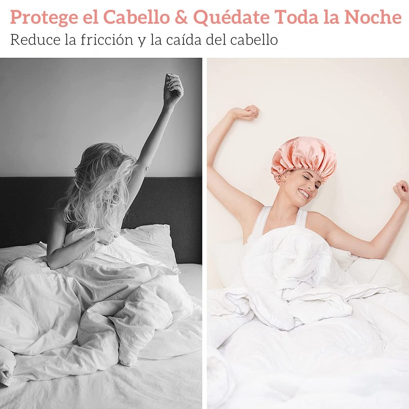 Gorro de Seda para Dormir Ajustable 3 Piezas, Gorro para