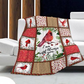 I'm with You Northern Cardinal Christmas Blanket,Red Throw Blanket for Couch,Weighted Soft Fleece Blanket,Christmas Decorations Kid (50"X40")