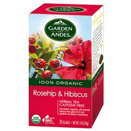 Garden of the Andes Herbal Organic Decaf Rosehip and Hibiscus Hot Tea Bags, 0.9 oz, 20 Count, (Pack of 3)
