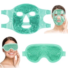 Antifaz de Gel para Ojos,Máscaras de Hielo para Ojos y Cara, Reutilizables, Alivian la Hinchazón Ocular, Ojeras, Migrañas, Alivio del Estrés, Cuidado de La Piel, Compresas Frías y Calientes (Verde)