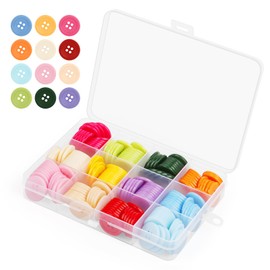Pack of 180 Colourful Buttons, 12 Colours Resin Round Buttons, Children's Buttons with Storage Box, for DIY Crafts, Sewing and Decorating