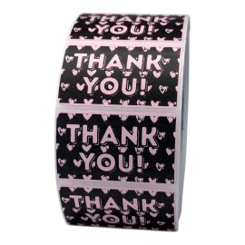 STICKERAFT Thank You Stickers - Thank You Business Labels - Thank You Stickers With Hearts - Pink