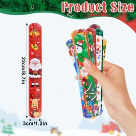 KEYIDO 48 Pieces Christmas Snap Bands Christmas Slap Bands for Kids Xmas Slap Bracelets Christmas Gifts for Children Party Fair Prizes Classroom Teacher Gifts bag fillers